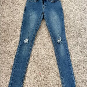 Classic Blue Distressed Women’s Skinny Jeans